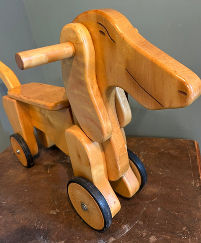 Vintage Ride on Wooden Childs Dog