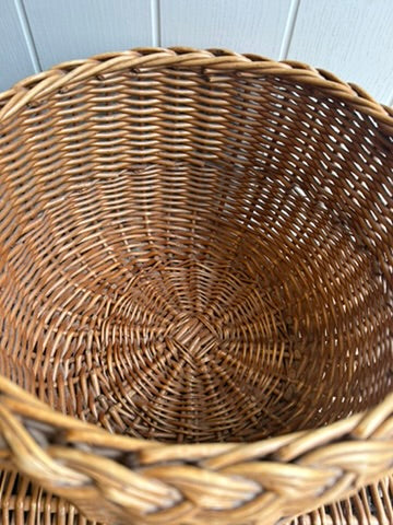 Vintage Round Wicker Handled Basket