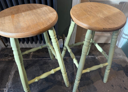 Pair of Painted Pine Stools