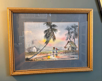 Vintage Framed Original Water Colour Painting By A D Hassan