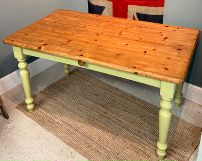 Small Vintage Painted Pine Farmhouse Table