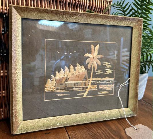 Vintage Straw Art Picture