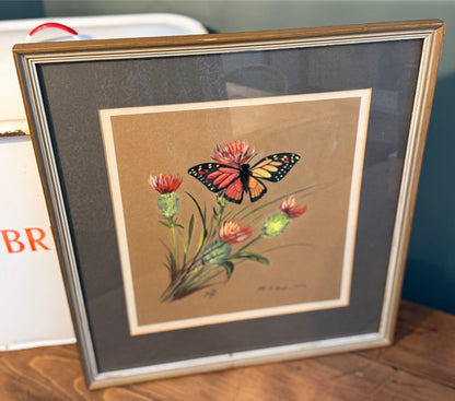 Vintage Framed Botanical Original Water Colour Painting By R V Hoofe