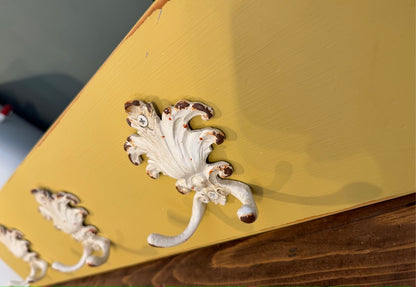 Painted Reclaimed Coat Hooks - Distressed Shabby Finish Hot as Mustard Yellow