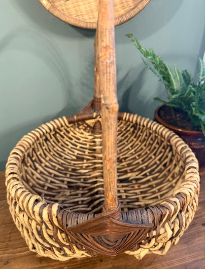 Vintage Wicker Handled Basket - Natural handle
