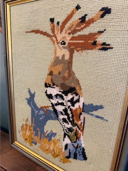 Vintage Framed Bird Tapestry