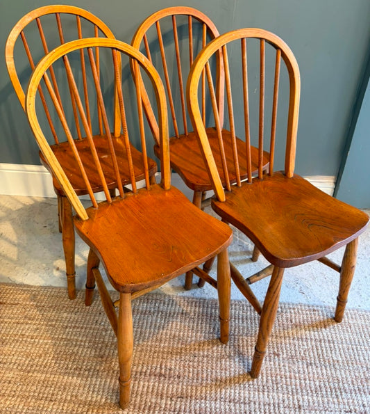 Set of 4 Vintage Elm Stick back Chairs