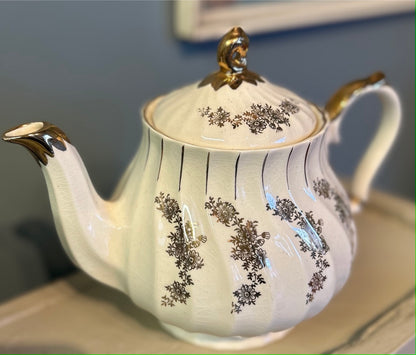 Vintage Chintzy Gold Floral Sadler Tea Pot
