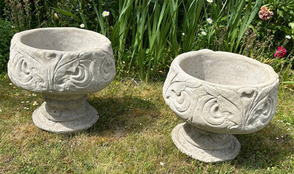 Pair of Concrete Ornate Planters