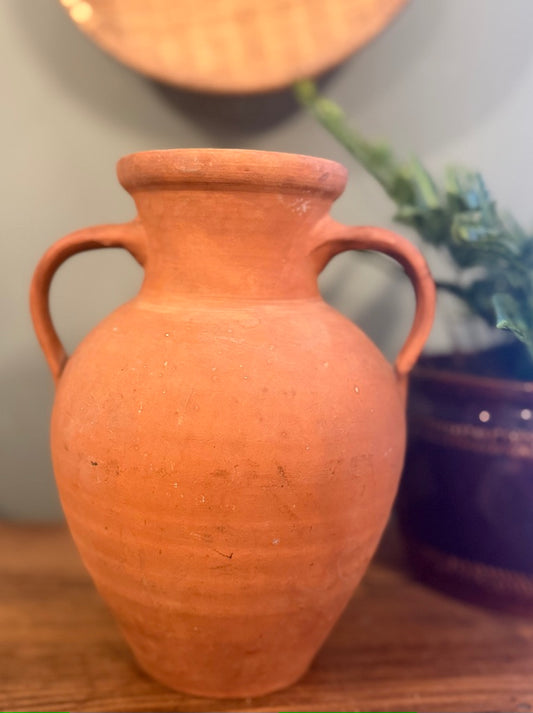 Vintage Terracotta Pottery Amphora Vase