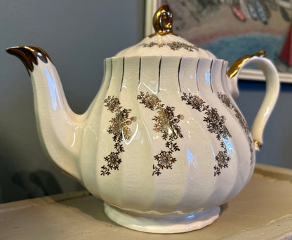 Vintage Chintzy Gold Floral Sadler Tea Pot