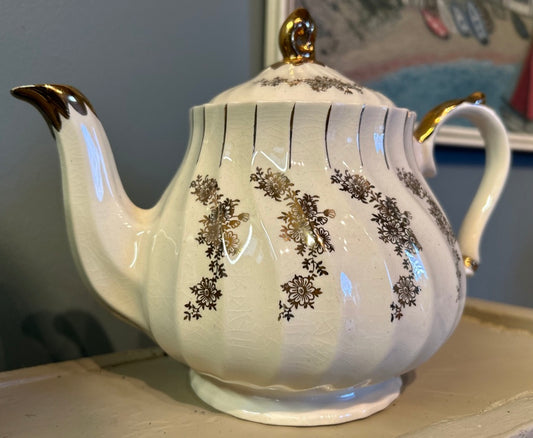 Vintage Chintzy Gold Floral Sadler Tea Pot
