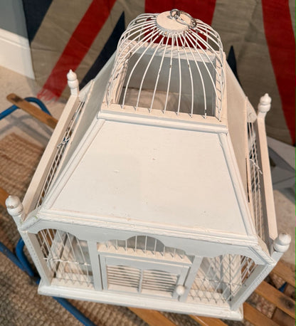 Antique White Bird Cage - Perfect for hanging a plant