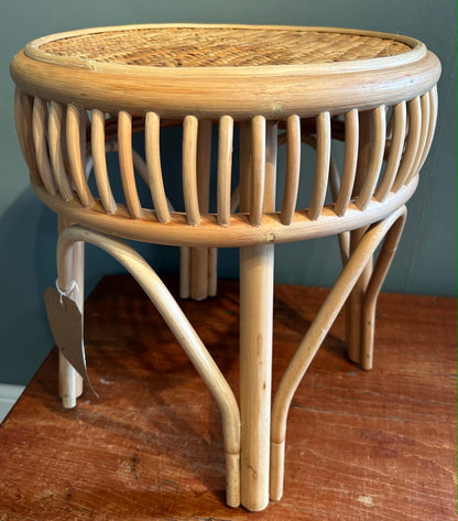 Vintage Round Bamboo Side Table