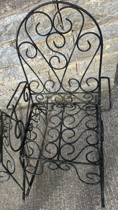 Pair of Antique Wrought Iron Garden Rocking Chairs