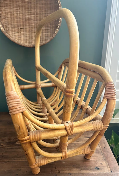 Vintage Retro Bamboo Magazine Rack