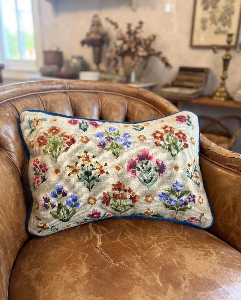 Vintage Floral Tapestry Upcycled Cushion - Feather Filled