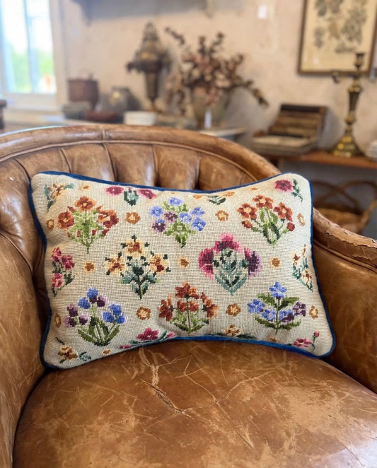 Vintage Floral Tapestry Upcycled Cushion - Feather Filled