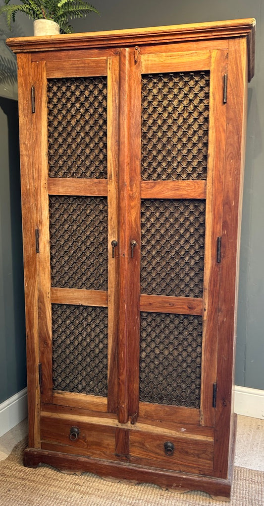 Vintage Indian Rustic Metal Work Wardrobe/storage Cupboard