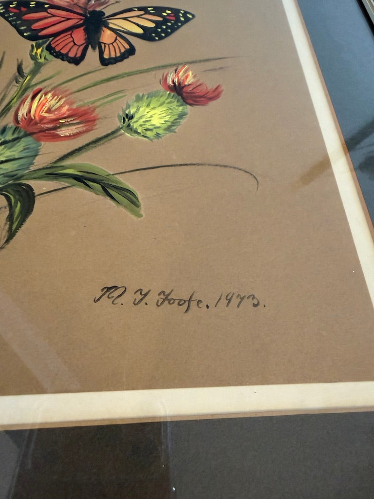 Vintage Framed Botanical Original Water Colour Painting By R V Hoofe