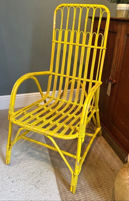 Vintage Bamboo Chair - Painted Yellow