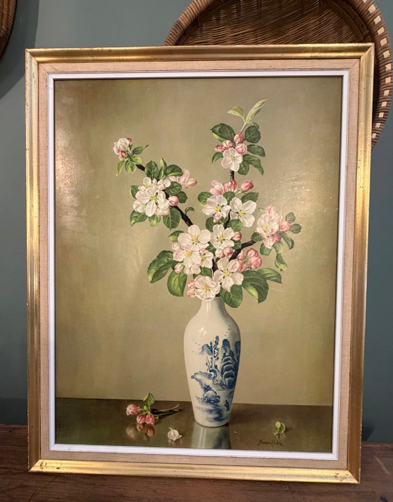Vintage Apple Blossom Floral Framed Print