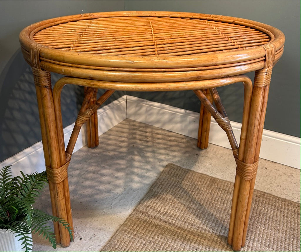 Vintage Round Bamboo Table