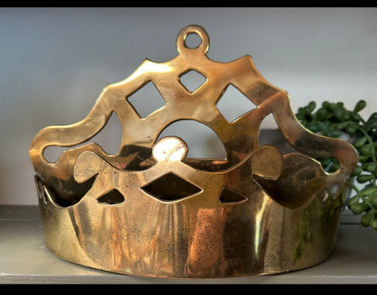 Antique Brass Fireside Wall Pocket