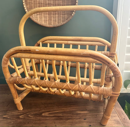 Vintage Retro Bamboo Magazine Rack