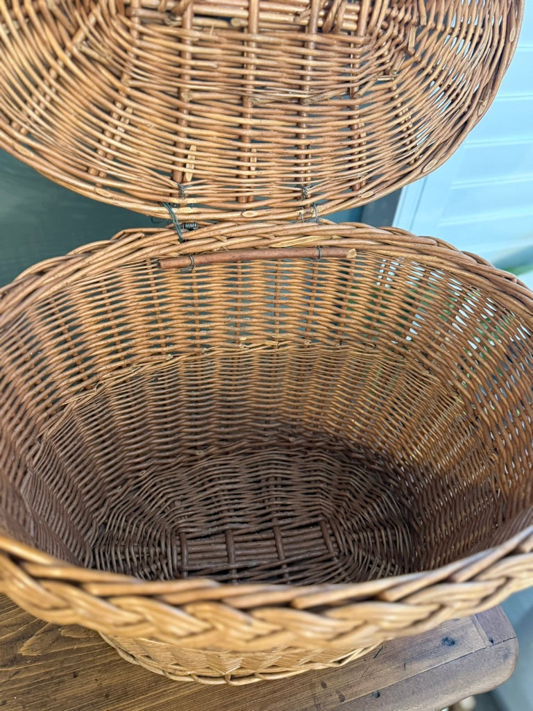 Vintage Oval Lidded Basket