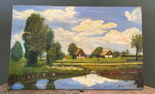 Vintage Landscape Oil Painting on Canvas