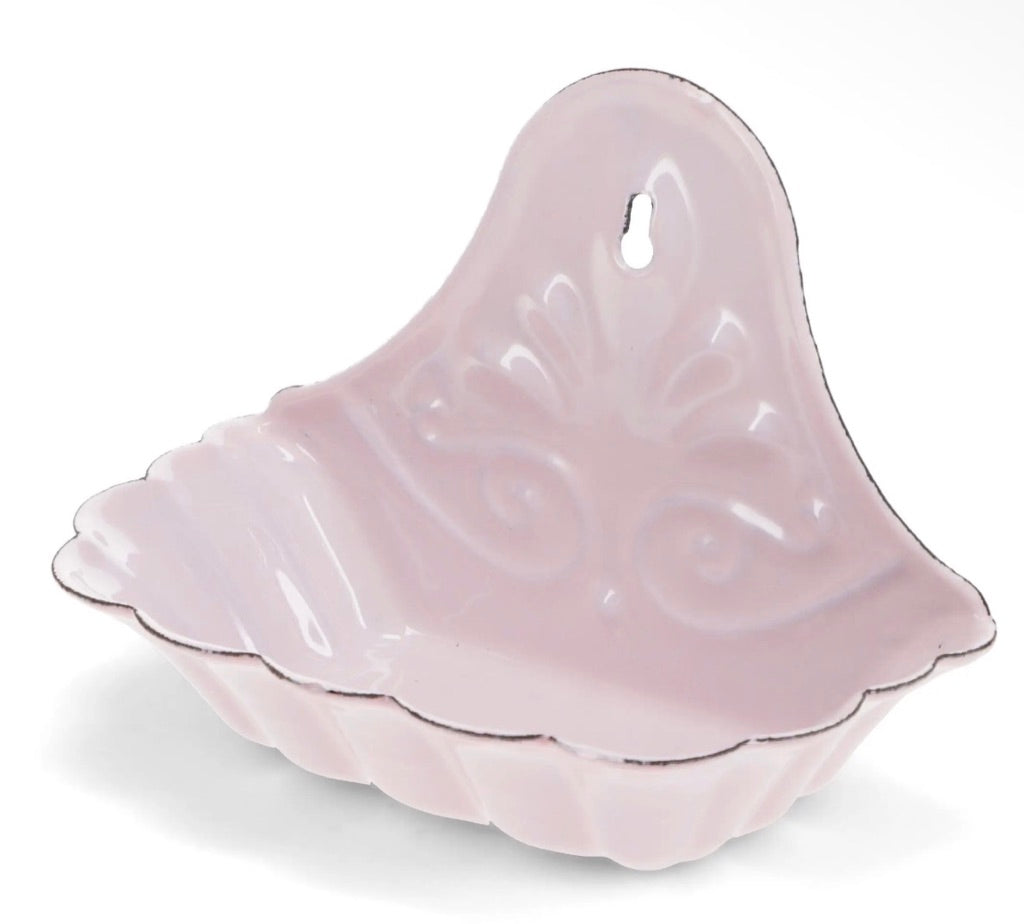 Vintage Style Enamel Wall mountable Soap Dish - Distressed Shabby Pink