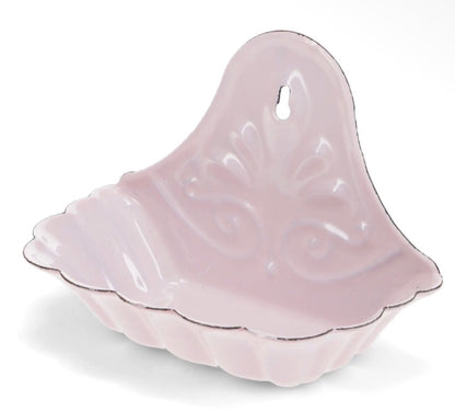 Vintage Style Enamel Wall mountable Soap Dish - Distressed Shabby Pink