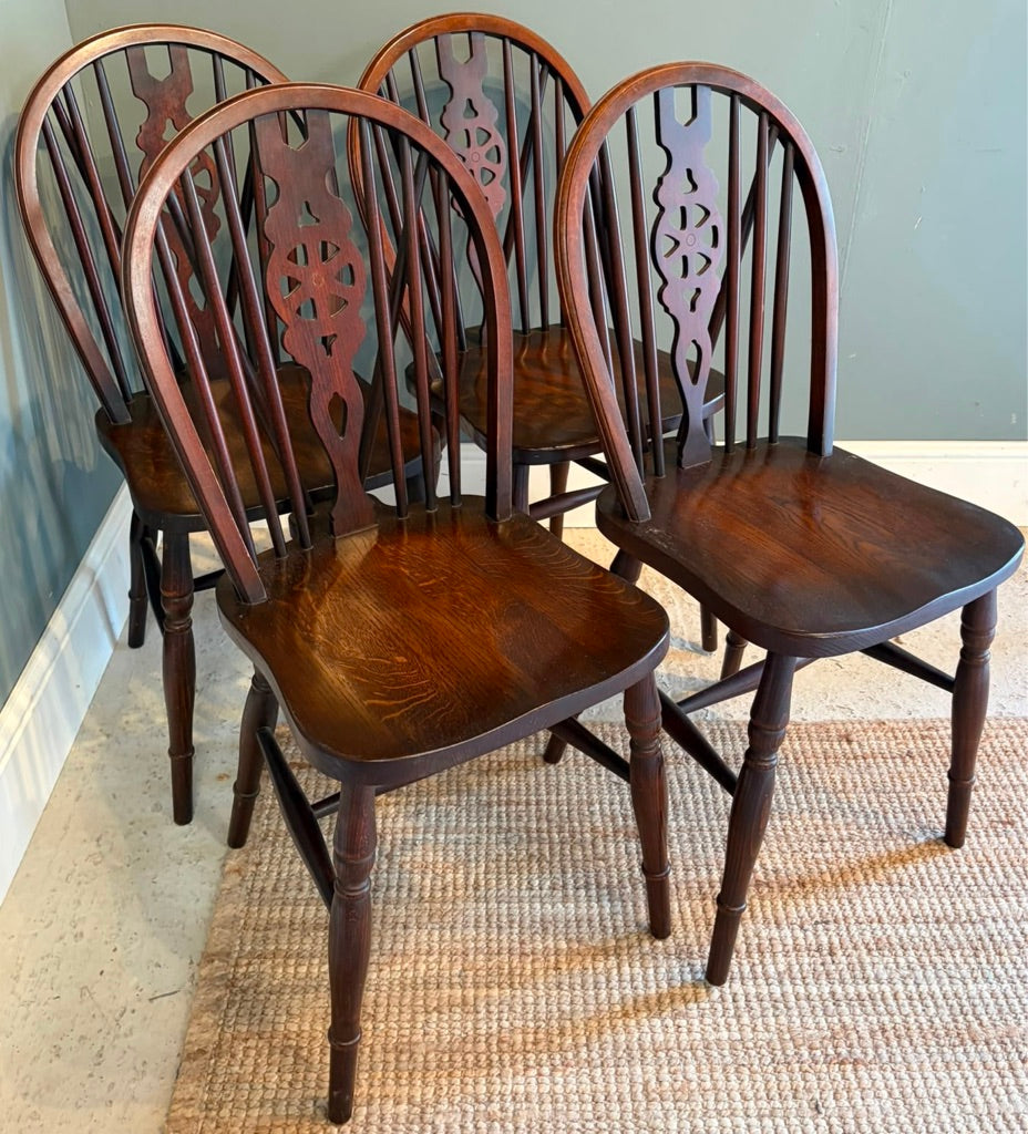 Set of 4 Vintage Wheelback Chairs