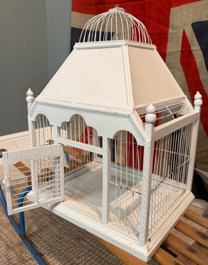 Antique White Bird Cage - Perfect for hanging a plant