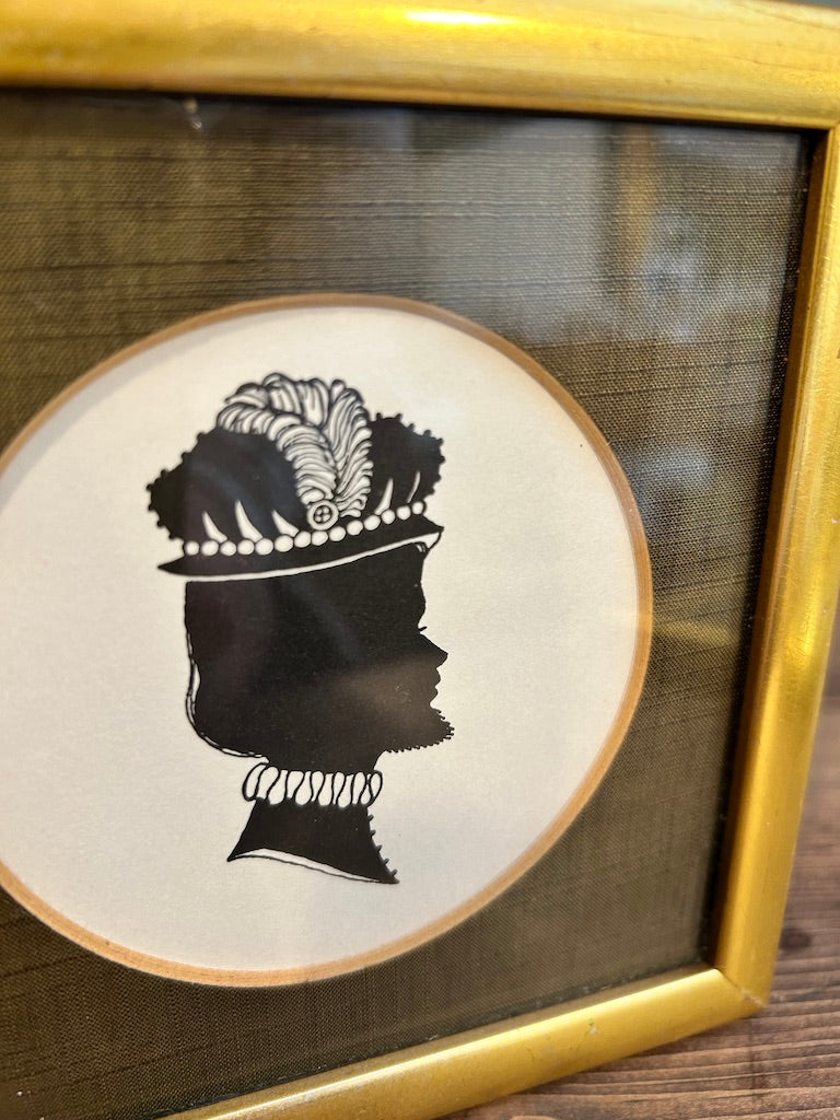 Small Vintage Female Framed Silhouette Portrait