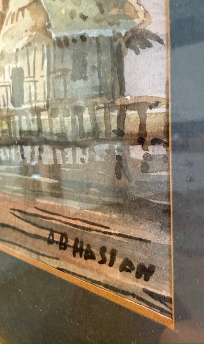 Vintage Framed Original Water Colour Painting By A D Hassan