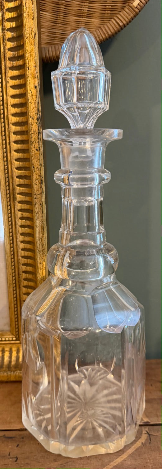 Vintage Cut Glass Decanter with Stopper *i