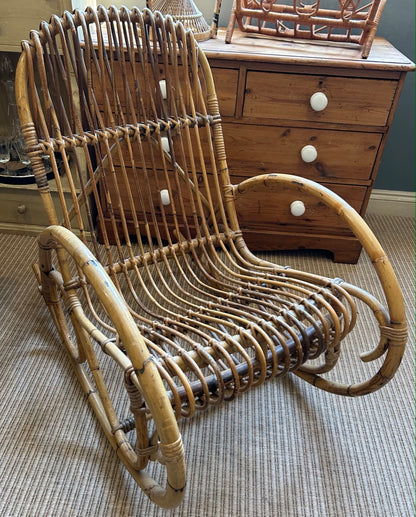 Vintage Bamboo Rocking Chair