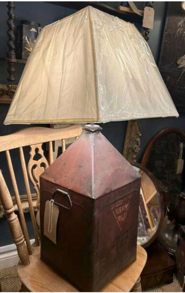 Rustic Vintage Motor Oil Pyramid Can Converted Lamp