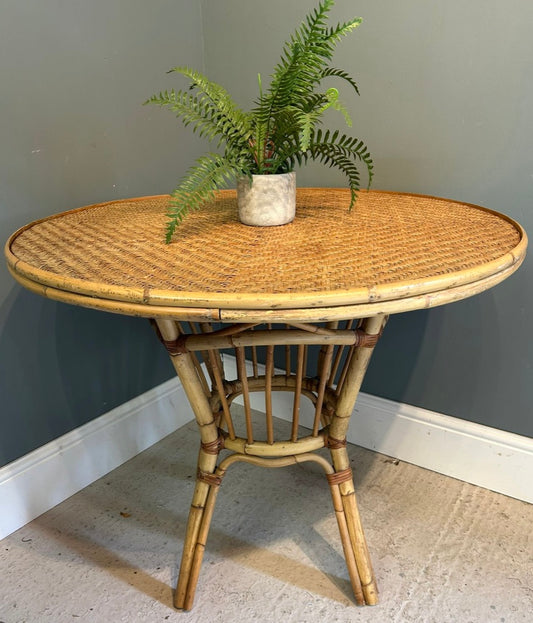 Vintage Round Bamboo Table