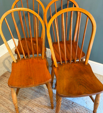 Set of 4 Vintage Elm Stick back Chairs