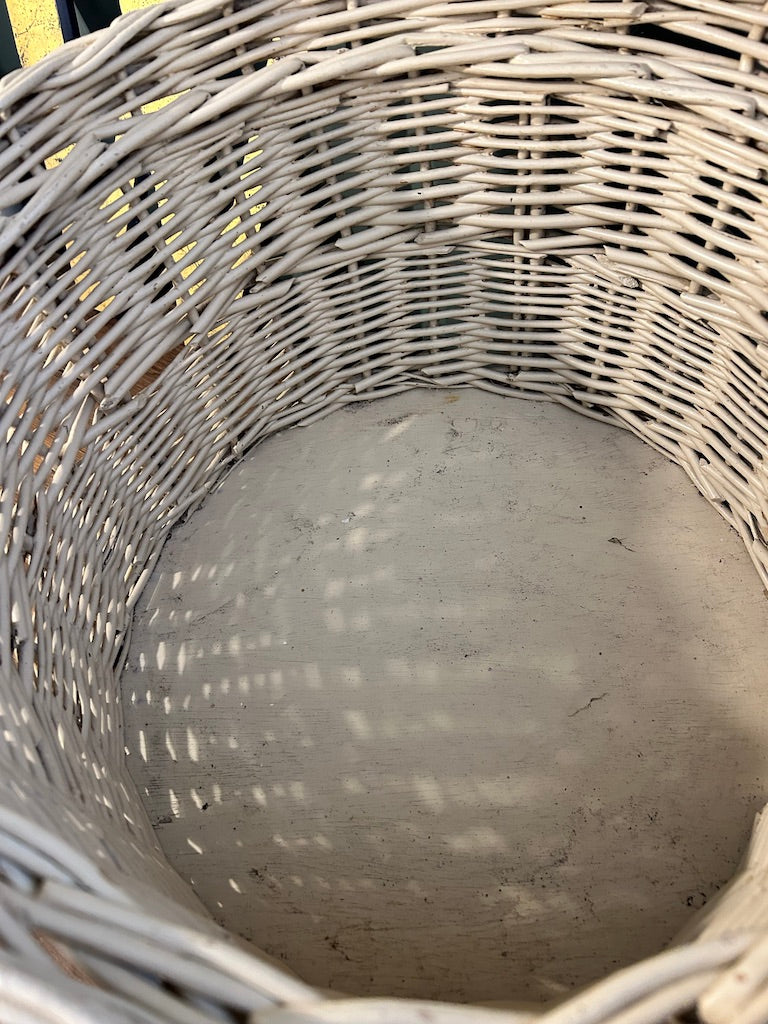 Large White Vintage Basket Planter