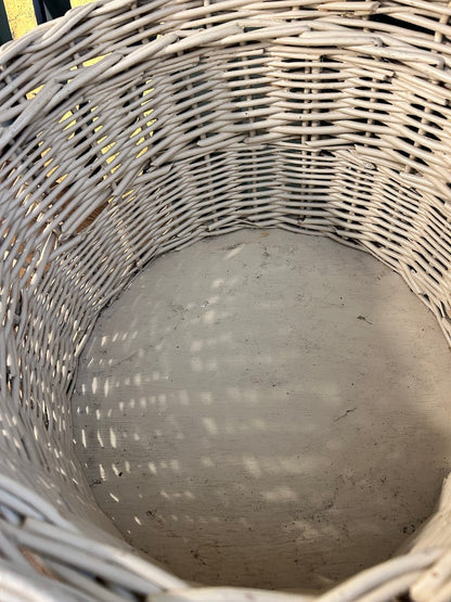 Large White Vintage Basket Planter