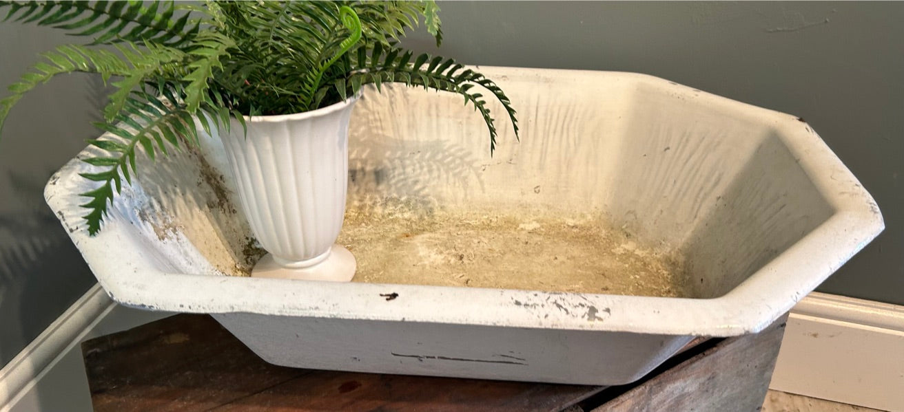 Oversized Vintage White Enamel Bath Tub - Planter / display
