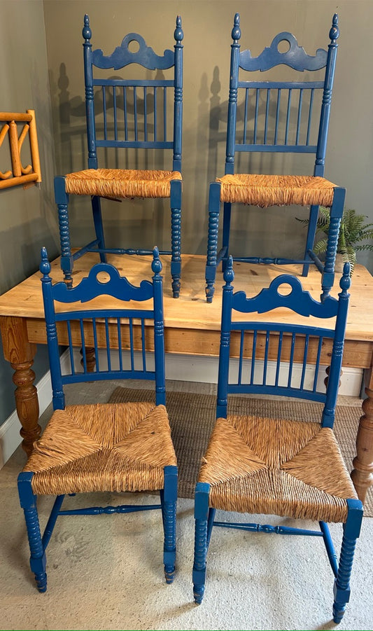 Set of 4 Blue painted Chairs