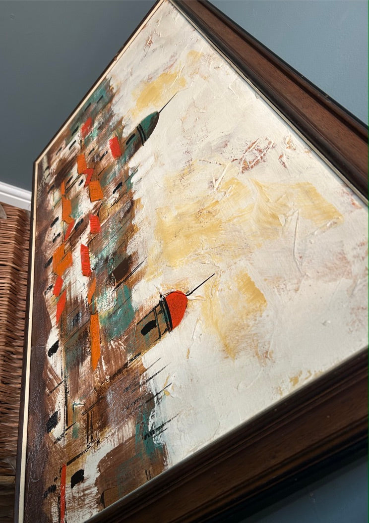 Large Framed Landscape Textured Painting