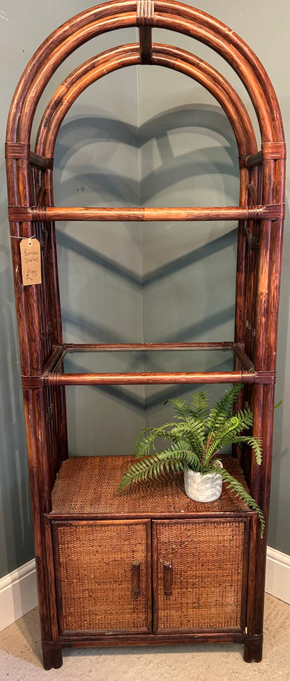Vintage Bamboo shelves with cupboard underneath