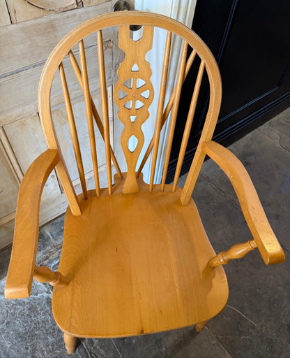 Vintage Wheel back Carver Chair- Light Wood