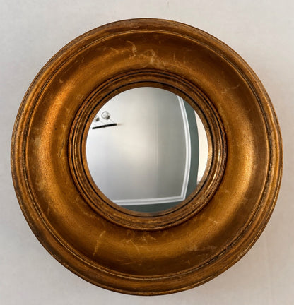 Gold Antiqued Round Port Hole style Mirror - Small Convex chunky frame